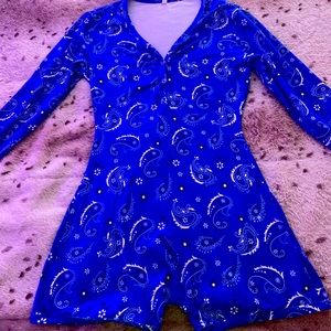 Blue Bandanna Print Romper